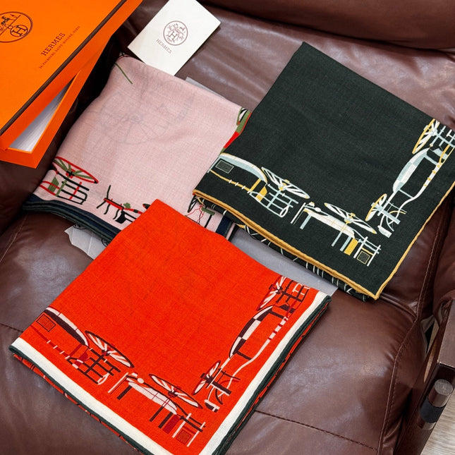 HERMES 25S SCARF 140 IN CASHMERE SILK 727319