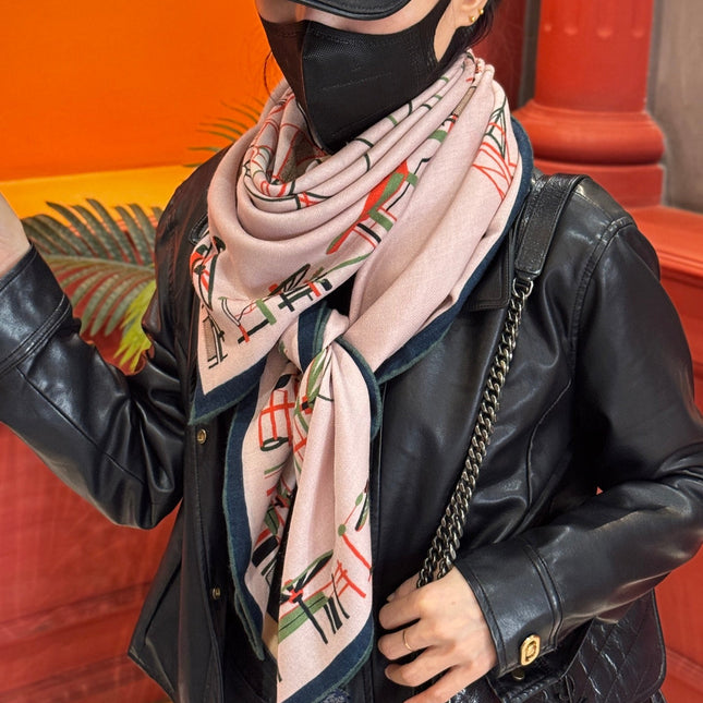 HERMES 25S SCARF 140 IN CASHMERE SILK 727319