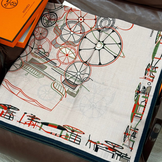 HERMES 25S SCARF 140 IN CASHMERE SILK 727319