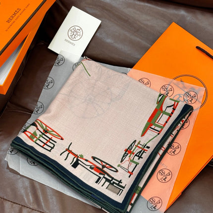 HERMES 25S SCARF 140 IN CASHMERE SILK 727319
