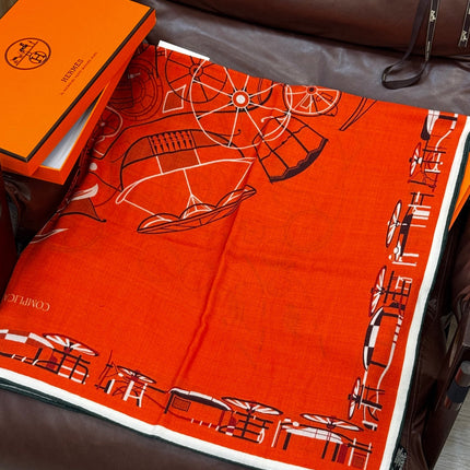 HERMES 25S SCARF 140 IN CASHMERE SILK 727321