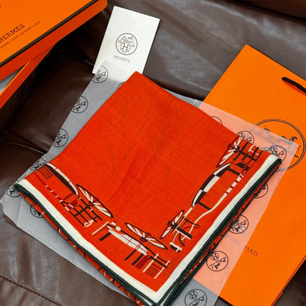 HERMES 25S SCARF 140 IN CASHMERE SILK 727321