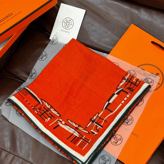 HERMES 25S SCARF 140 IN CASHMERE SILK 727321