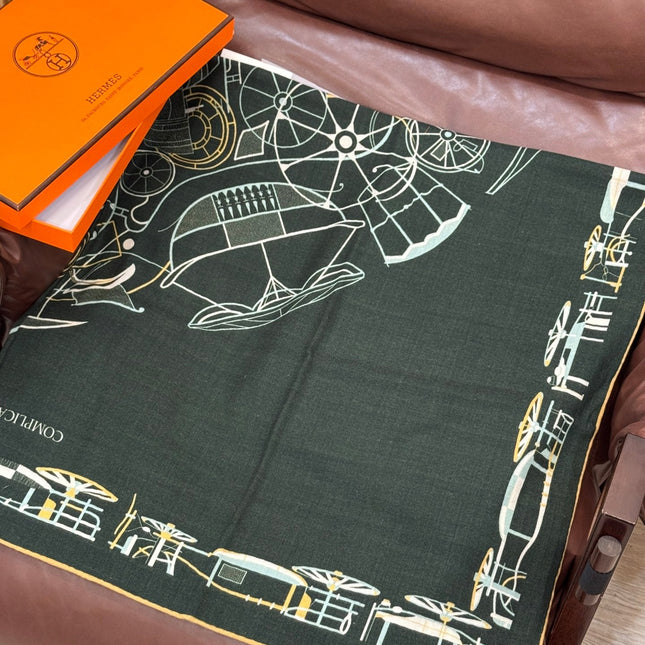 HERMES 25S SCARF 140 IN CASHMERE SILK 727320