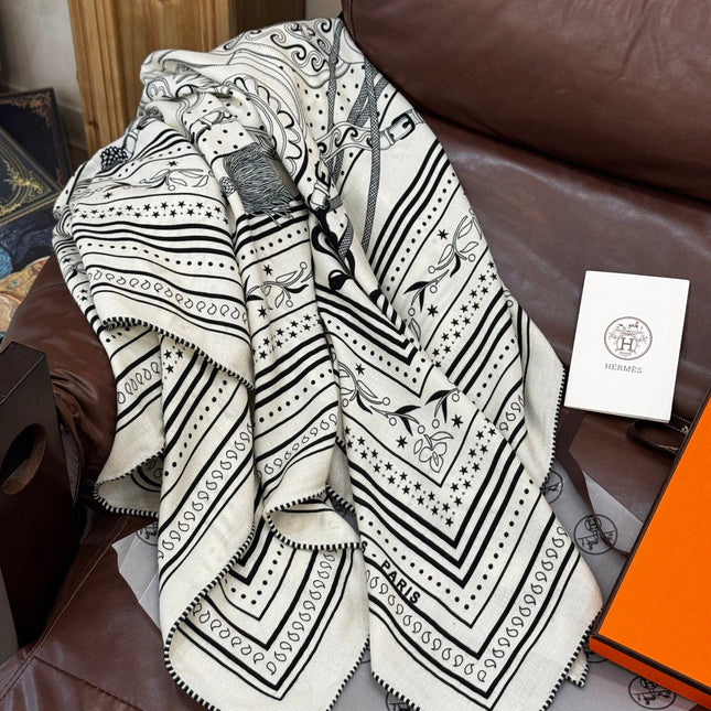 HERMES 25S SCARF 140 IN CASHMERE SILK 727316
