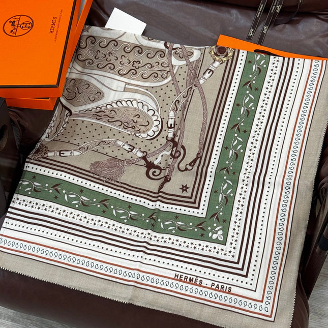 HERMES 25S SCARF 140 IN CASHMERE SILK 727318