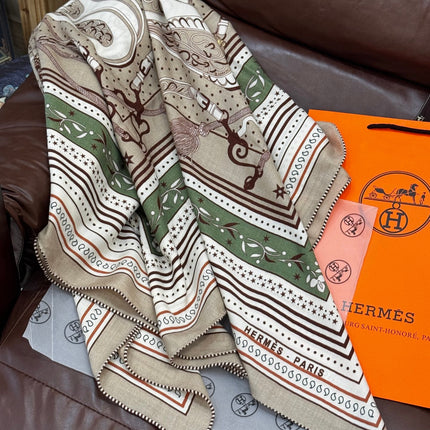 HERMES 25S SCARF 140 IN CASHMERE SILK 727318