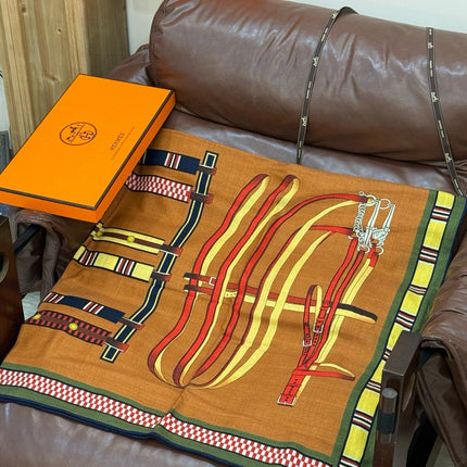 HERMES 25S SCARF 140 IN CASHMERE SILK 727301