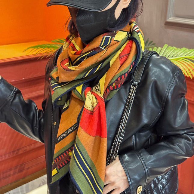 HERMES 25S SCARF 140 IN CASHMERE SILK 727301