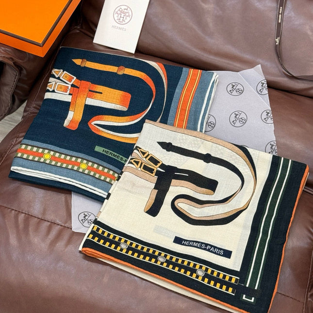 HERMES 25S SCARF 140 IN CASHMERE SILK 727302
