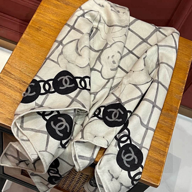 CHANEL 25S SCARF 110 IN CASHMERE SILK 730602