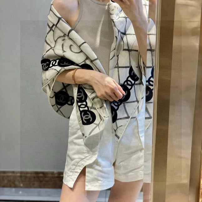 CHANEL 25S SCARF 110 IN CASHMERE SILK 730602
