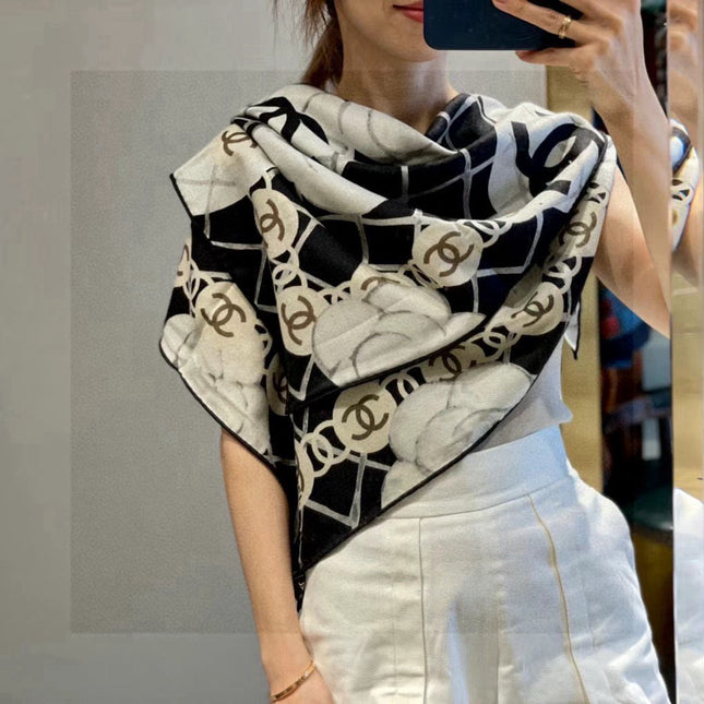 CHANEL 25S SCARF 110 IN CASHMERE SILK 730603