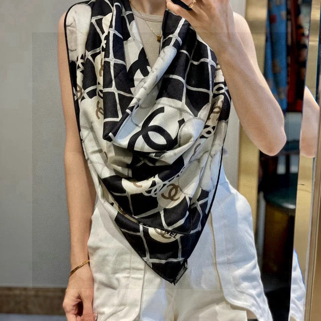 CHANEL 25S SCARF 110 IN CASHMERE SILK 730603