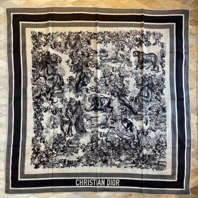DIOR SCARF 110 CM IN COTTON-SILK FABRIC 730606