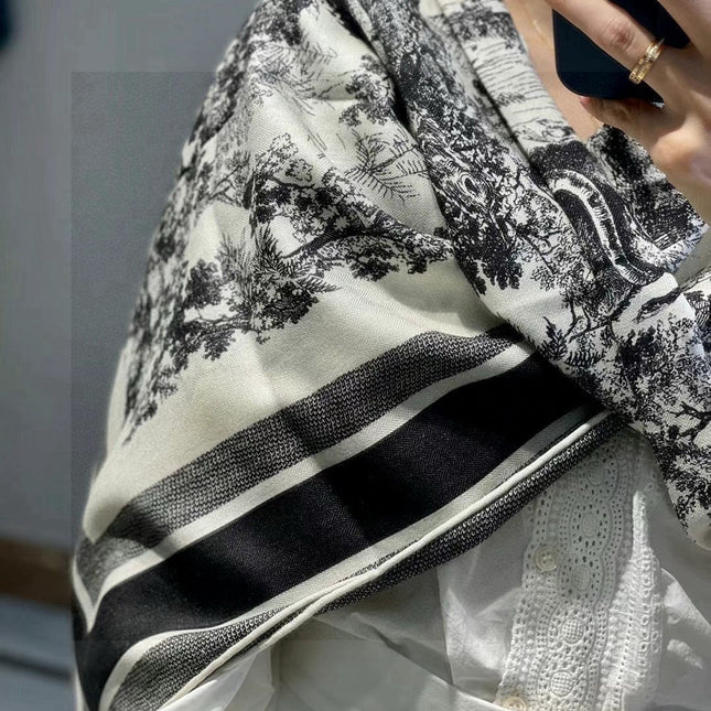 DIOR SCARF 110 CM IN COTTON-SILK FABRIC 730606