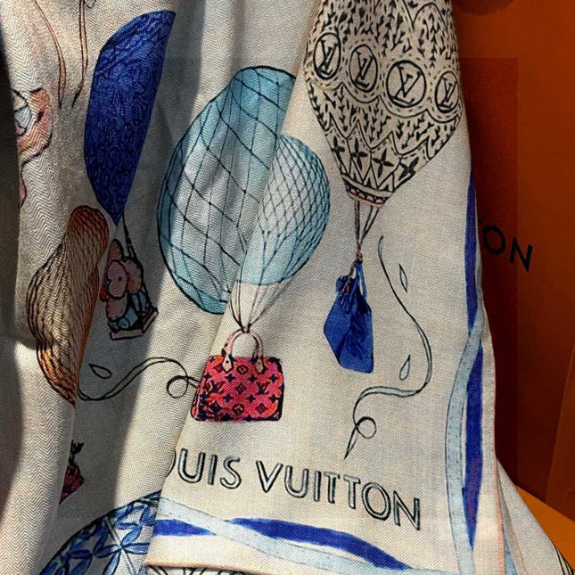LV SCARF 140 CM IN WOOL MIX SILK 735798
