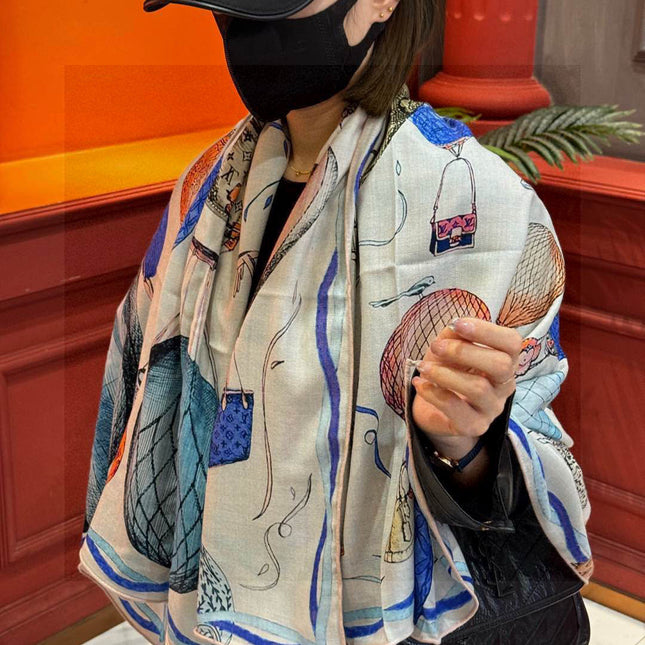 LV SCARF 140 CM IN WOOL MIX SILK 735798