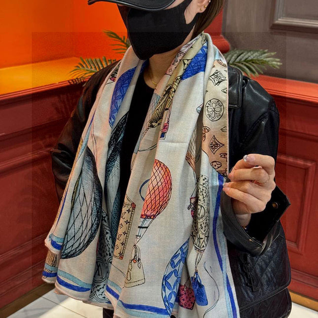LV SCARF 140 CM IN WOOL MIX SILK 735798