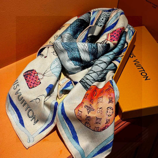 LV SCARF 140 CM IN WOOL MIX SILK 735798