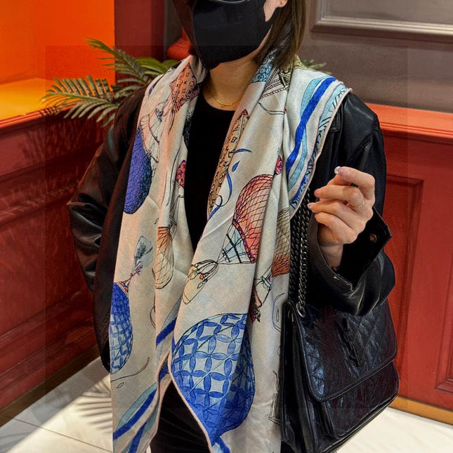 LV SCARF 140 CM IN WOOL MIX SILK 735798