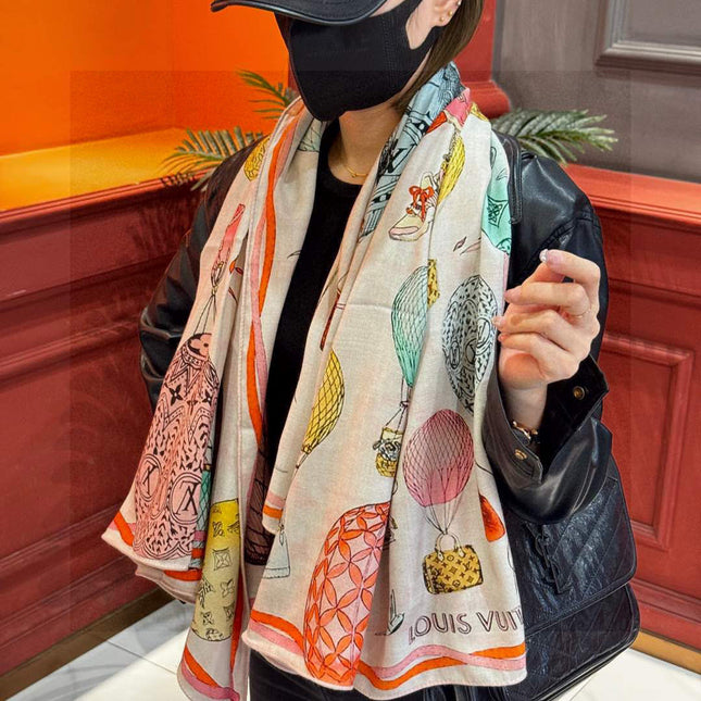LV SCARF 140 CM IN WOOL MIX SILK 735799