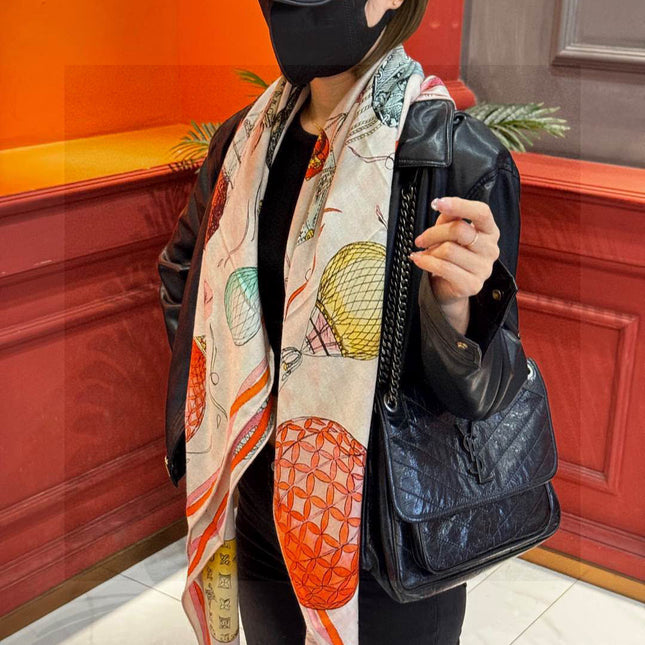 LV SCARF 140 CM IN WOOL MIX SILK 735799
