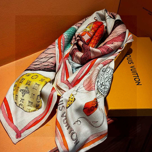 LV SCARF 140 CM IN WOOL MIX SILK 735799