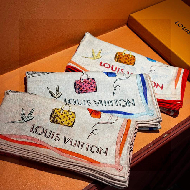 LV SCARF 140 CM IN WOOL MIX SILK 735799