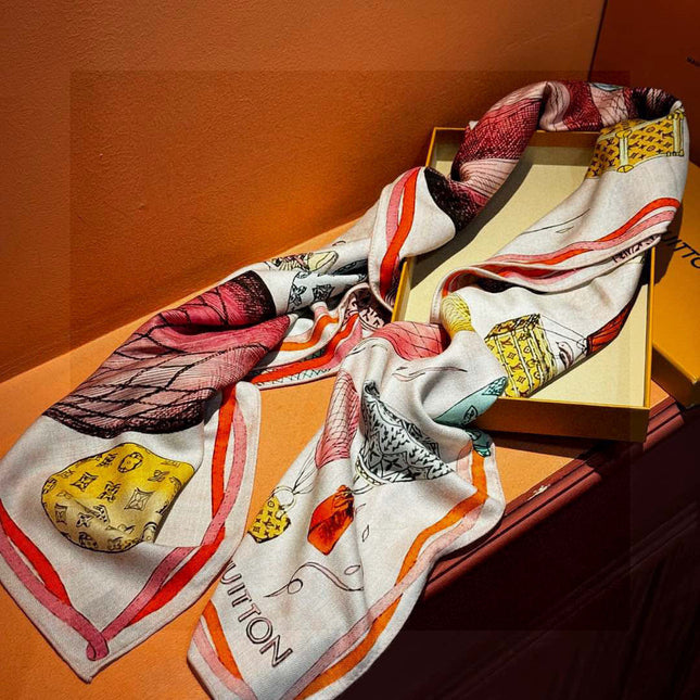 LV SCARF 140 CM IN WOOL MIX SILK 735799