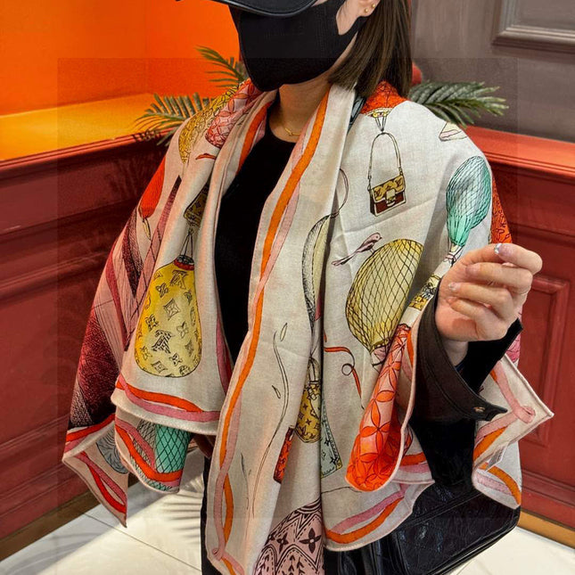 LV SCARF 140 CM IN WOOL MIX SILK 735799
