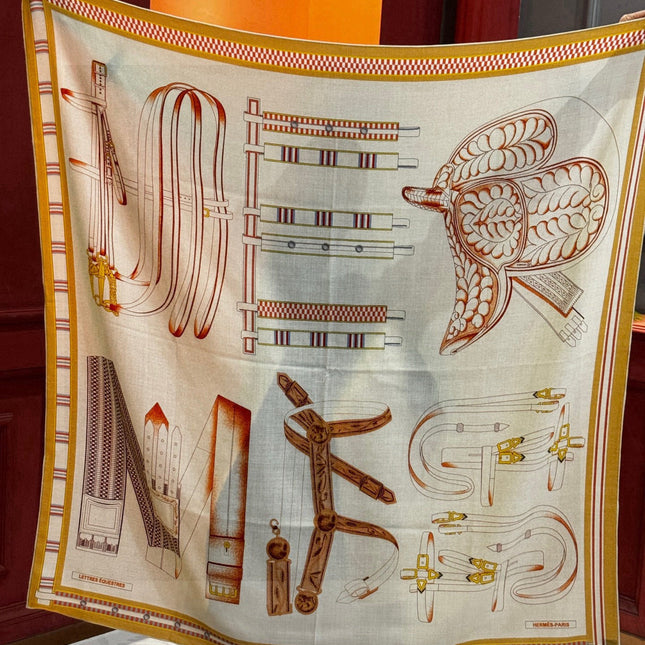 HERMES 25S SCARF 140 IN SILK AND CASHMERE 735808