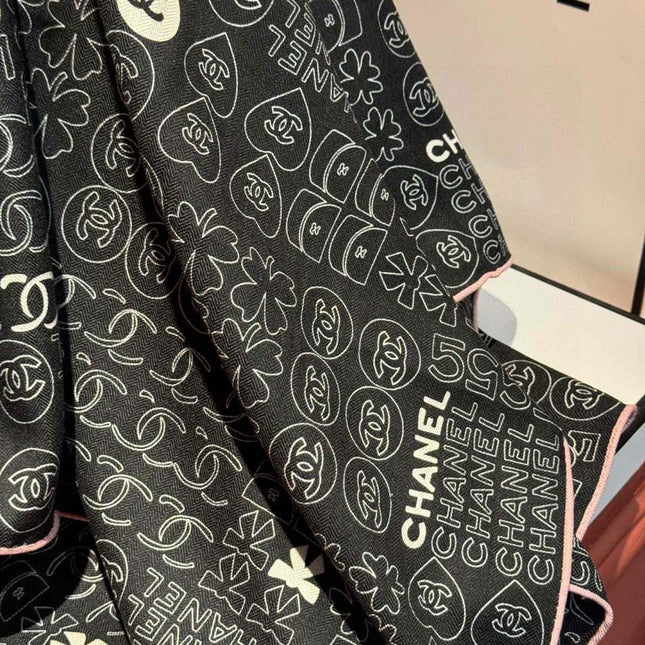 CHANEL 25S SCARF 110 IN CASHMERE SILK 738477