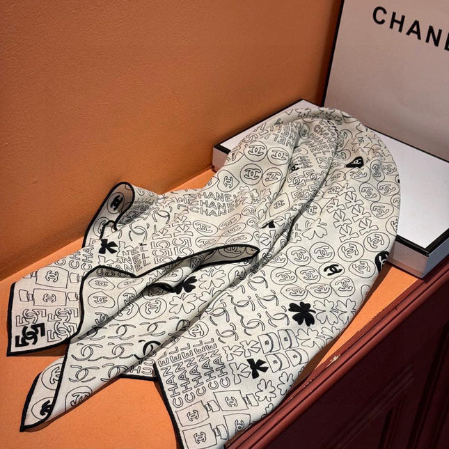 CHANEL 25S SCARF 110 IN CASHMERE SILK 738478