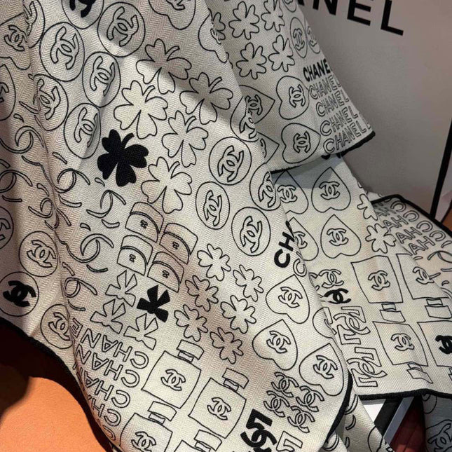 CHANEL 25S SCARF 110 IN CASHMERE SILK 738478