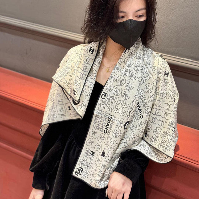 CHANEL 25S SCARF 110 IN CASHMERE SILK 738478