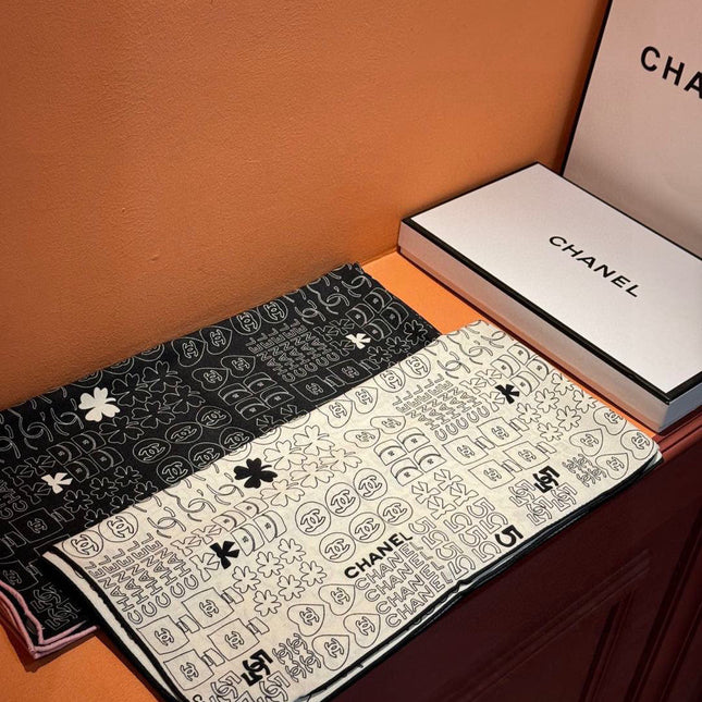 CHANEL 25S SCARF 110 IN CASHMERE SILK 738478