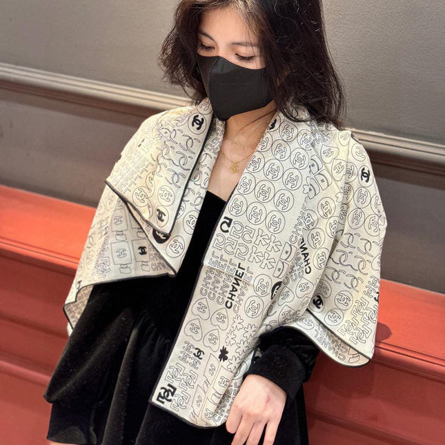 CHANEL 25S SCARF 110 IN CASHMERE SILK 738478