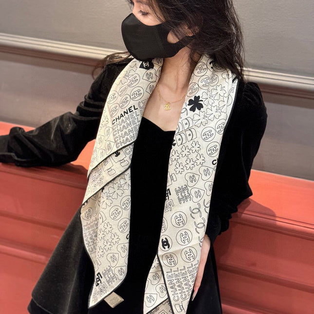 CHANEL 25S SCARF 110 IN CASHMERE SILK 738478
