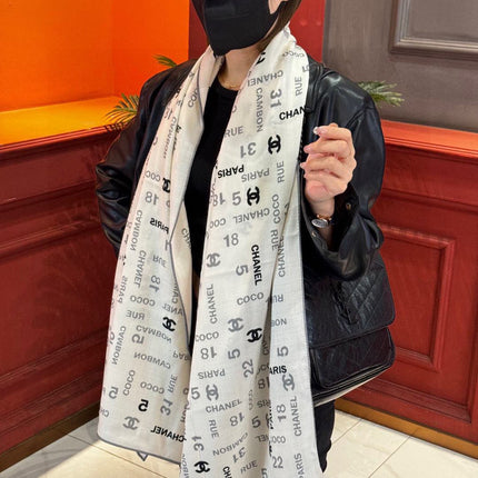 CHANEL 25S SCARF 180 IN CASHMERE SILK 738479