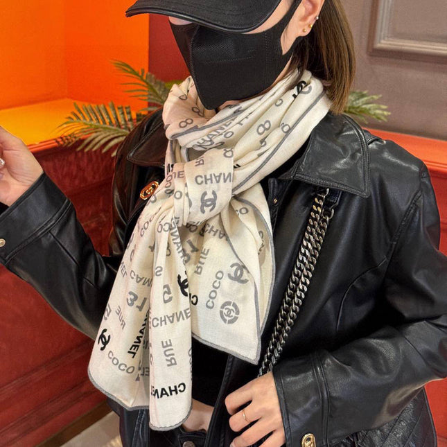 CHANEL 25S SCARF 180 IN CASHMERE SILK 738479