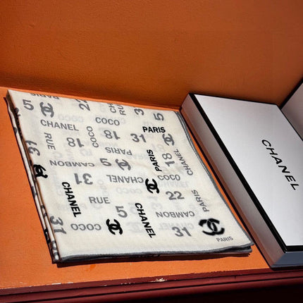 CHANEL 25S SCARF 180 IN CASHMERE SILK 738479
