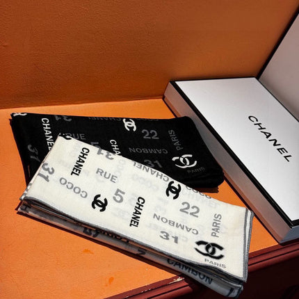 CHANEL 25S SCARF 180 IN CASHMERE SILK 738479