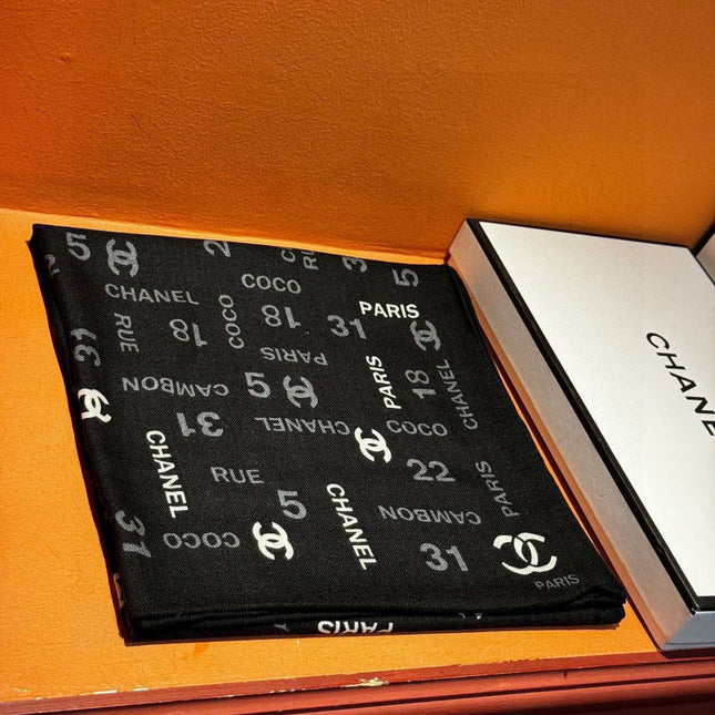 CHANEL 25S SCARF 180 IN CASHMERE SILK 738480