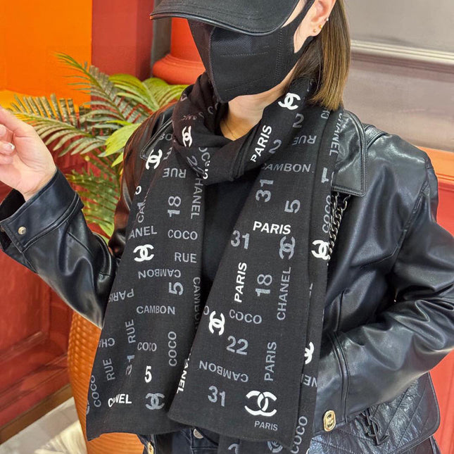 CHANEL 25S SCARF 180 IN CASHMERE SILK 738480