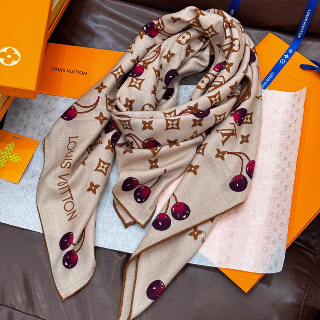 LV SCARF 140 CM IN WOOL MIX SILK 737263