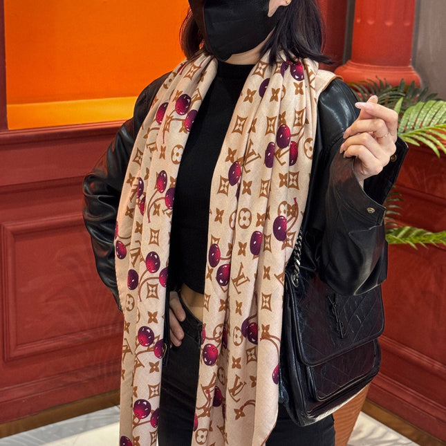 LV SCARF 140 CM IN WOOL MIX SILK 737263