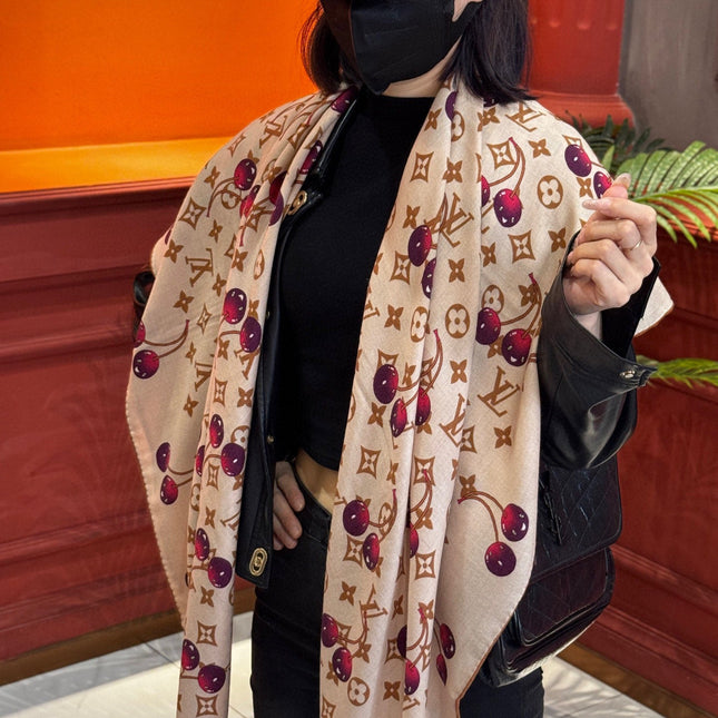 LV SCARF 140 CM IN WOOL MIX SILK 737263