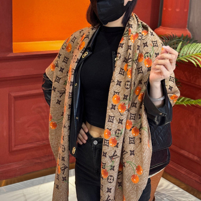 LV SCARF 140 CM IN WOOL MIX SILK 737264