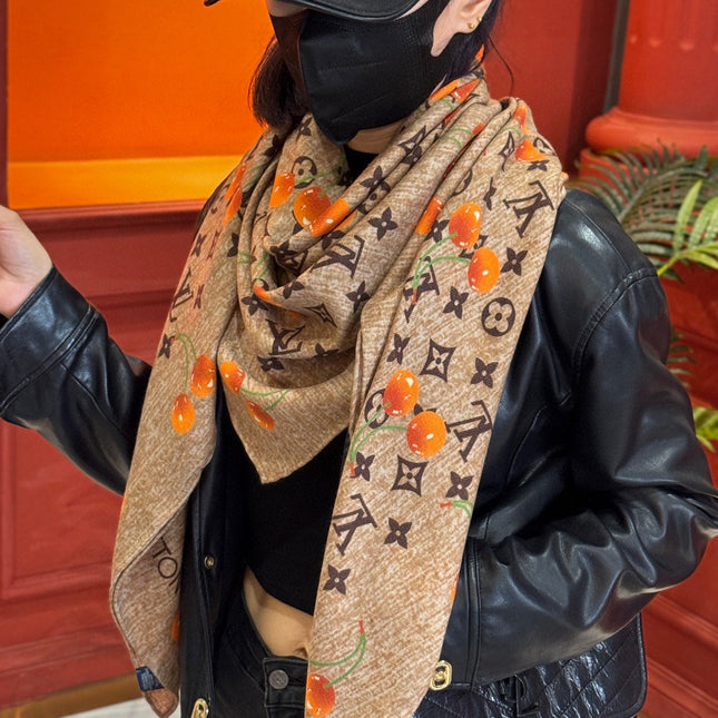 LV SCARF 140 CM IN WOOL MIX SILK 737264